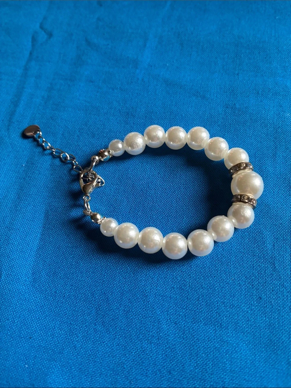 Baby Faux Pearl Bracelet with Silver Accents